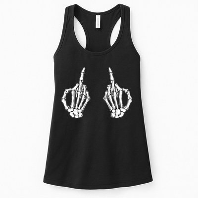Funny Skeleton Bones Middle Finger Hands Womens Tank Top