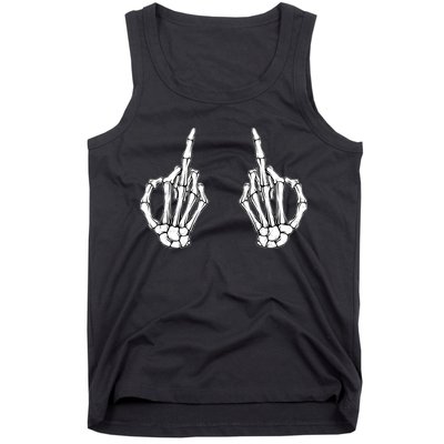 Funny Skeleton Bones Middle Finger Hands Tank Top