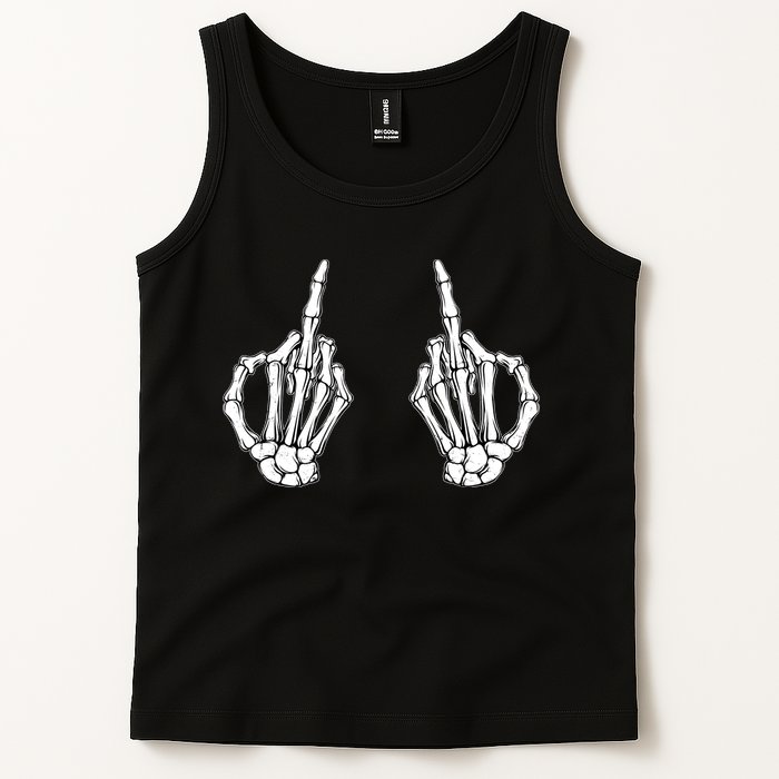 Funny Skeleton Bones Middle Finger Hands Tank Top