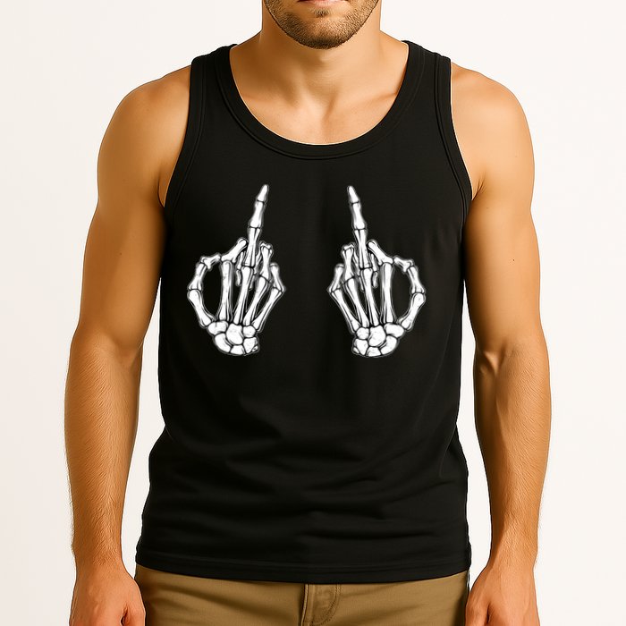 Funny Skeleton Bones Middle Finger Hands Tank Top