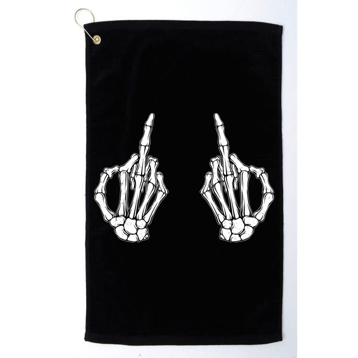 Funny Skeleton Bones Middle Finger Hands Golf Towel