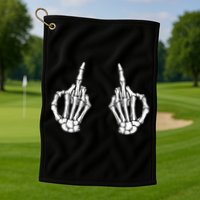 Funny Skeleton Bones Middle Finger Hands Golf Towel