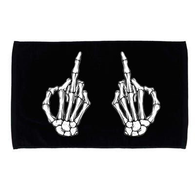 Funny Skeleton Bones Middle Finger Hands Microfiber Hand Towel