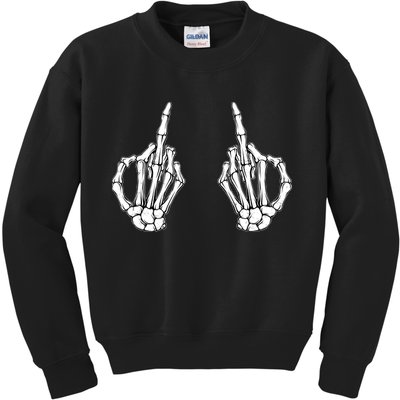 Funny Skeleton Bones Middle Finger Hands Kids Sweatshirt