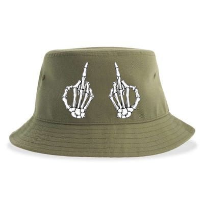 Funny Skeleton Bones Middle Finger Hands Sustainable Bucket Hat