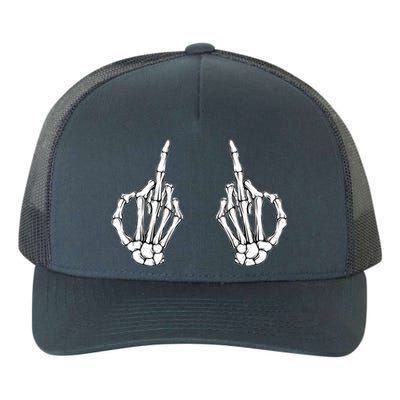 Funny Skeleton Bones Middle Finger Hands Yupoong Adult 5-Panel Trucker Hat