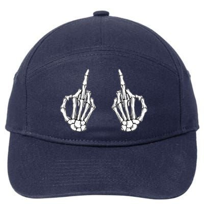 Funny Skeleton Bones Middle Finger Hands 7-Panel Snapback Hat