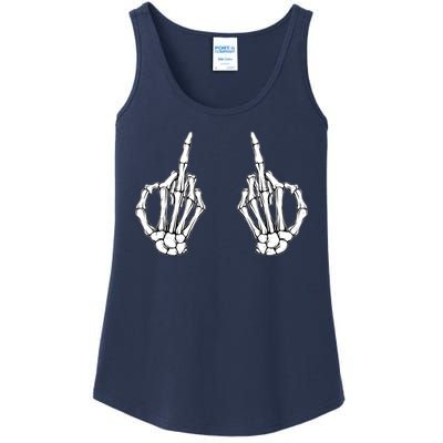 Funny Skeleton Bones Middle Finger Hands Ladies Essential Tank