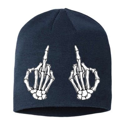 Funny Skeleton Bones Middle Finger Hands Sustainable Beanie