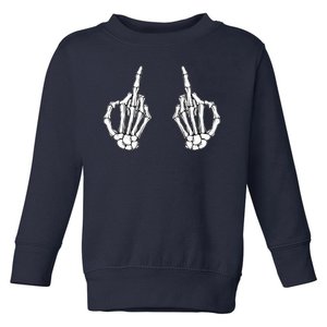 Funny Skeleton Bones Middle Finger Hands Toddler Sweatshirt