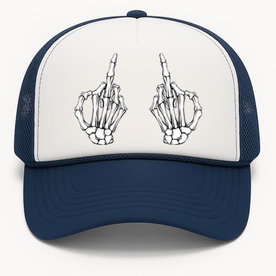 Funny Skeleton Bones Middle Finger Hands Trucker Hat