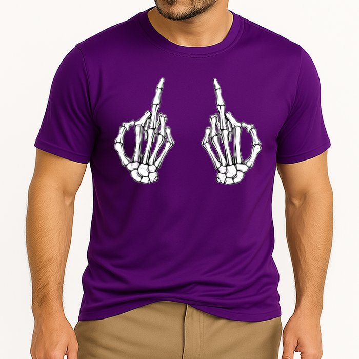Funny Skeleton Bones Middle Finger Hands Performance Shirt