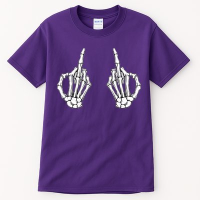 Funny Skeleton Bones Middle Finger Hands Tall T-Shirt