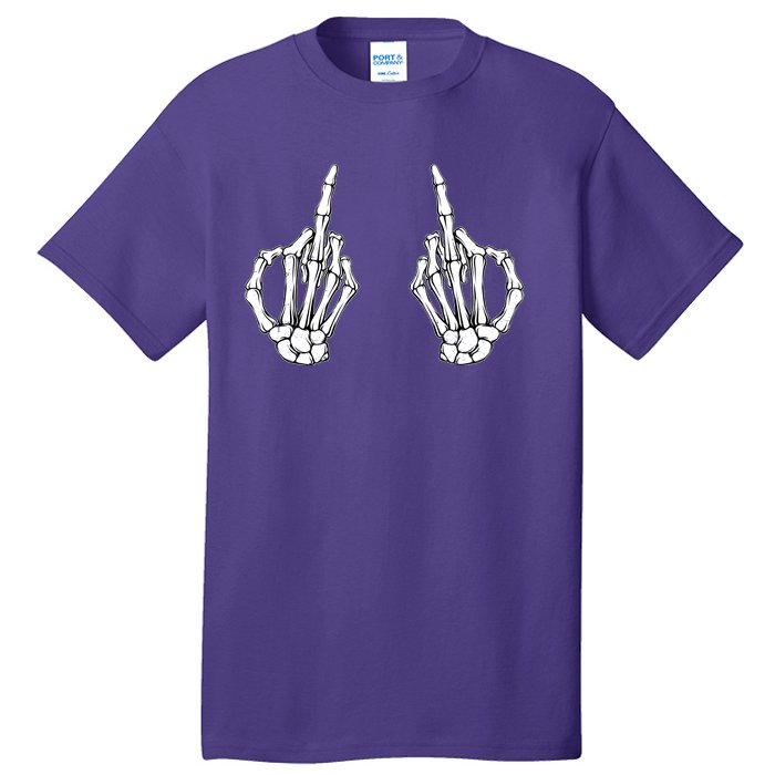 Funny Skeleton Bones Middle Finger Hands Tall T-Shirt