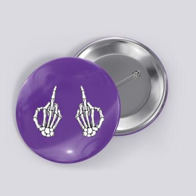 Funny Skeleton Bones Middle Finger Hands Button