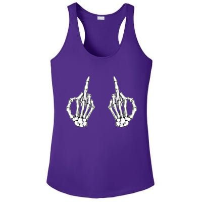 Funny Skeleton Bones Middle Finger Hands Ladies PosiCharge Competitor Racerback Tank