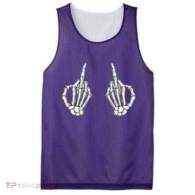 Funny Skeleton Bones Middle Finger Hands Mesh Reversible Basketball Jersey Tank