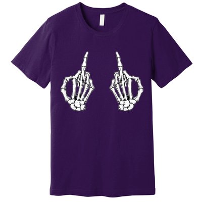 Funny Skeleton Bones Middle Finger Hands Premium T-Shirt