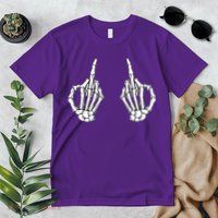 Funny Skeleton Bones Middle Finger Hands Premium T-Shirt