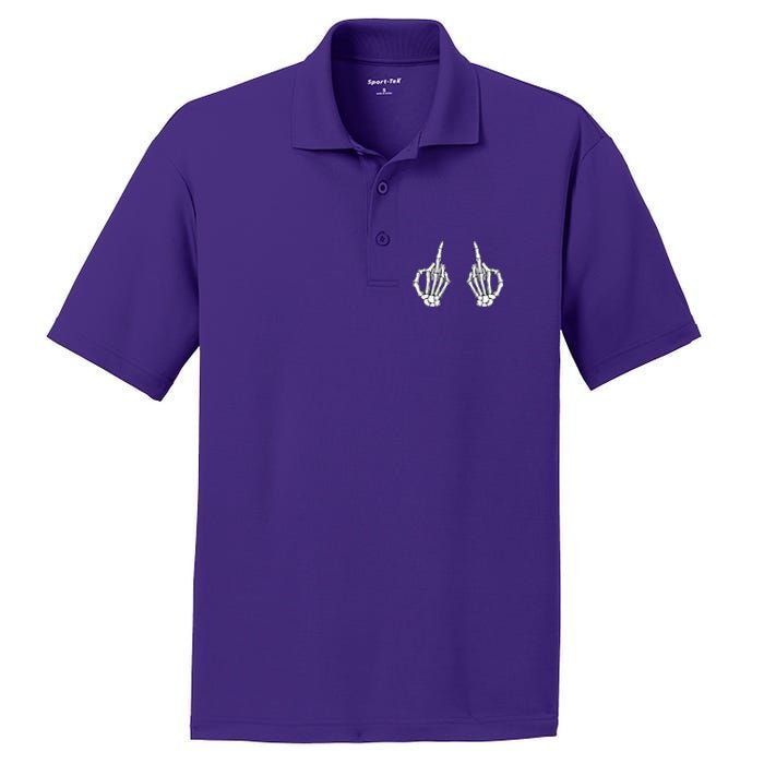 Funny Skeleton Bones Middle Finger Hands PosiCharge RacerMesh Polo