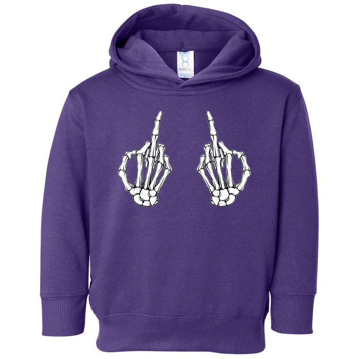 Funny Skeleton Bones Middle Finger Hands Toddler Hoodie