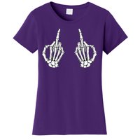 Funny Skeleton Bones Middle Finger Hands Women's T-Shirt