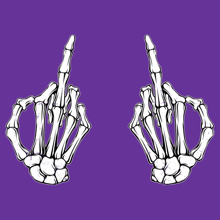 Funny Skeleton Bones Middle Finger Hands Short Acrylic Beanie
