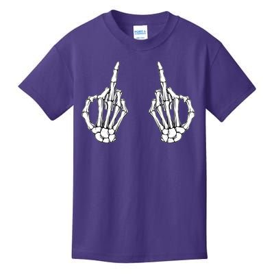 Funny Skeleton Bones Middle Finger Hands Kids T-Shirt