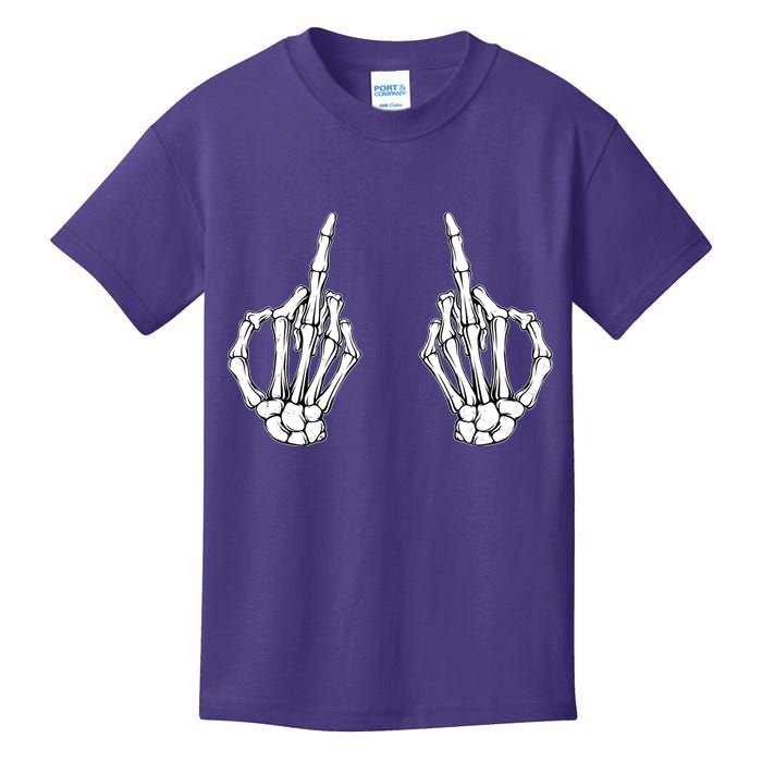Funny Skeleton Bones Middle Finger Hands Kids T-Shirt