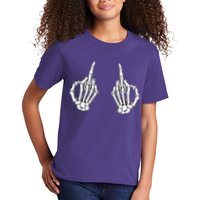 Funny Skeleton Bones Middle Finger Hands Kids T-Shirt