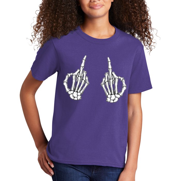 Funny Skeleton Bones Middle Finger Hands Kids T-Shirt