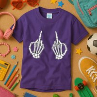 Funny Skeleton Bones Middle Finger Hands Kids T-Shirt