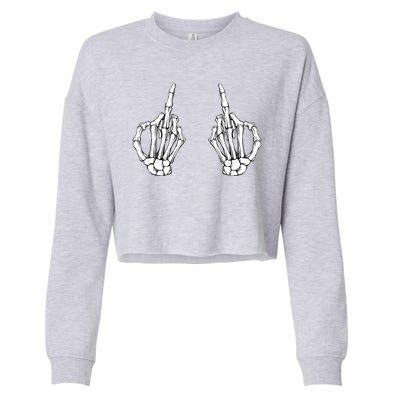 Funny Skeleton Bones Middle Finger Hands Cropped Pullover Crew