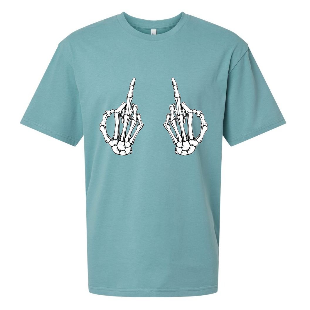 Funny Skeleton Bones Middle Finger Hands Sueded Cloud Jersey T-Shirt
