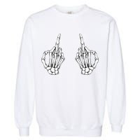Funny Skeleton Bones Middle Finger Hands Garment-Dyed Sweatshirt