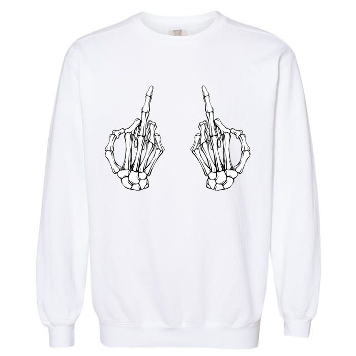 Funny Skeleton Bones Middle Finger Hands Garment-Dyed Sweatshirt