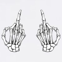 Funny Skeleton Bones Middle Finger Hands Garment-Dyed Sweatshirt