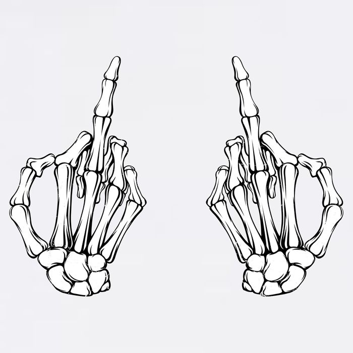 Funny Skeleton Bones Middle Finger Hands Garment-Dyed Sweatshirt