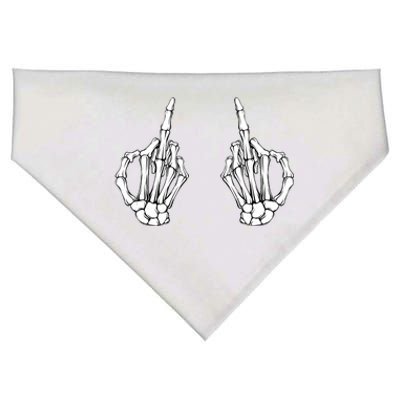 Funny Skeleton Bones Middle Finger Hands USA-Made Doggie Bandana