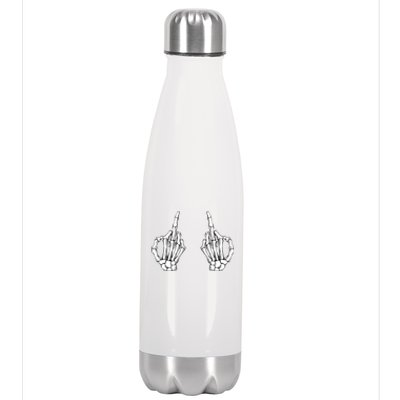 Funny Skeleton Bones Middle Finger Hands Stainless Steel Insulated Water Bottle