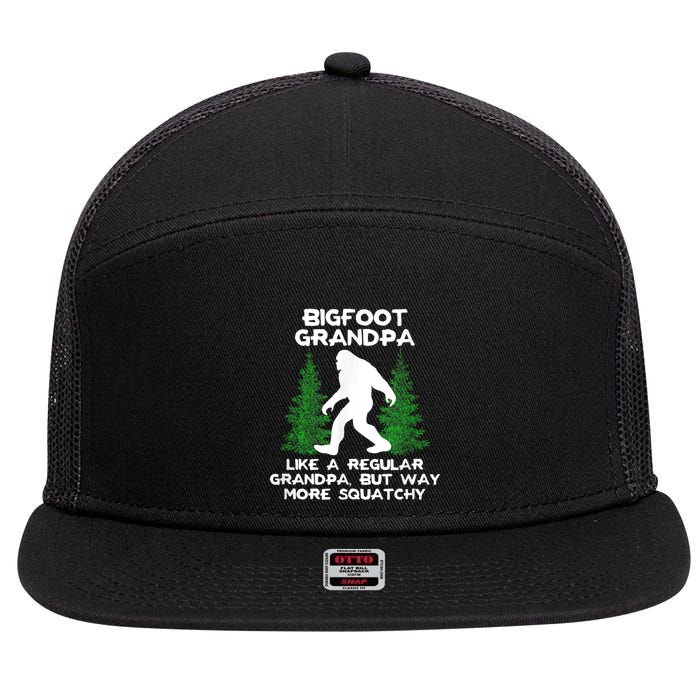 Funny Sasquatch Bigfoot Fathers Day Bigfoot Grandpa 7 Panel Mesh Trucker Snapback Hat