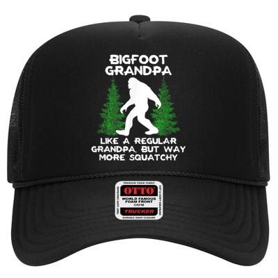 Funny Sasquatch Bigfoot Fathers Day Bigfoot Grandpa High Crown Mesh Back Trucker Hat