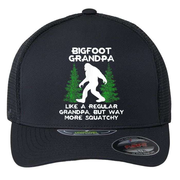 Funny Sasquatch Bigfoot Fathers Day Bigfoot Grandpa Flexfit Unipanel Trucker Cap