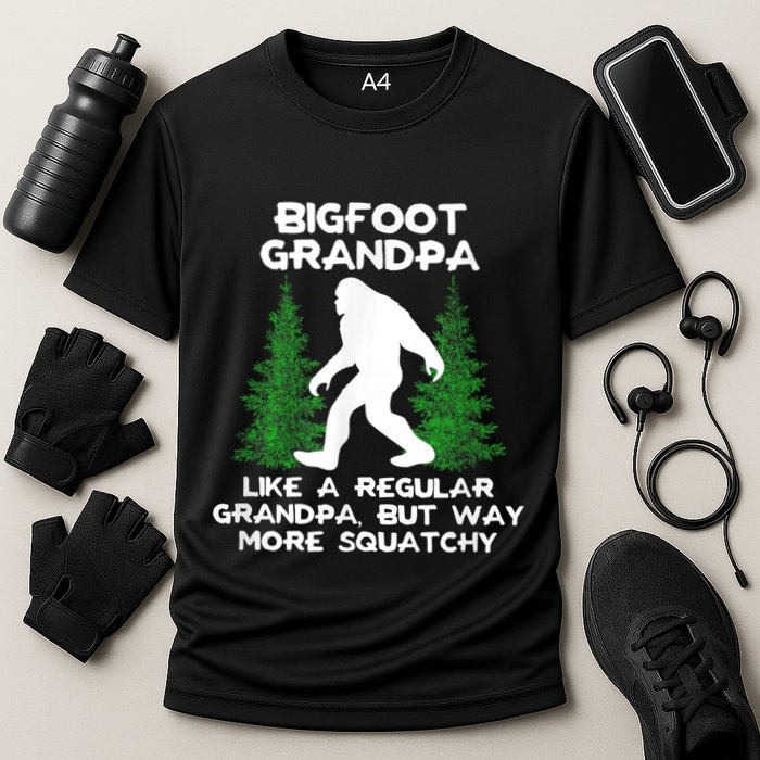 Funny Sasquatch Bigfoot Fathers Day Bigfoot Grandpa Cooling Performance Crew T-Shirt