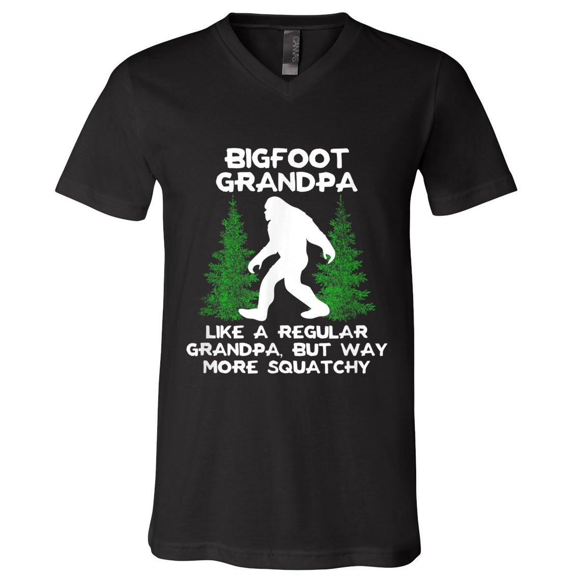 Funny Sasquatch Bigfoot Fathers Day Bigfoot Grandpa V-Neck T-Shirt