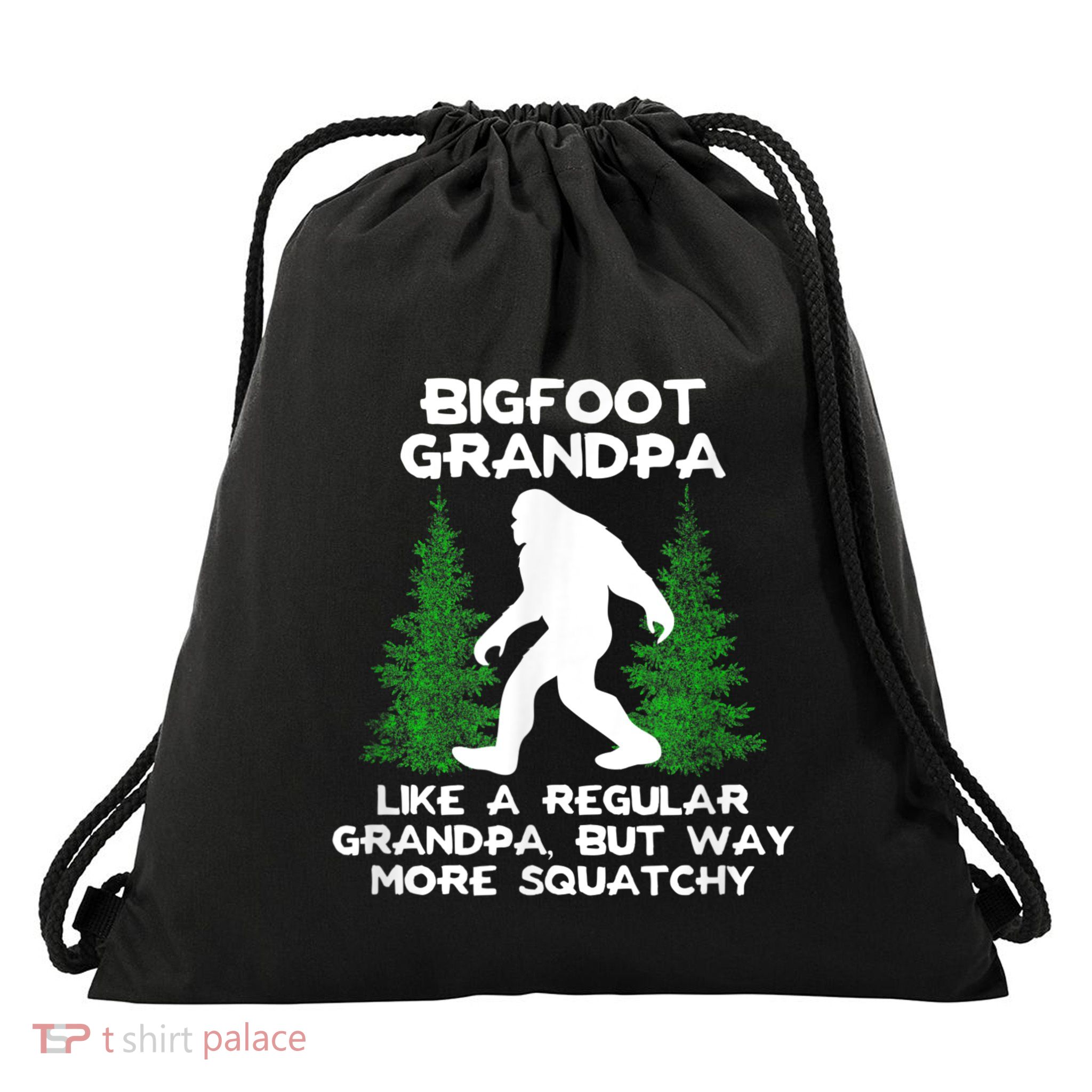 Funny Sasquatch Bigfoot Fathers Day Bigfoot Grandpa Drawstring Bag