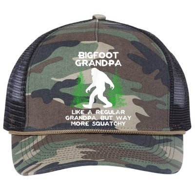 Funny Sasquatch Bigfoot Fathers Day Bigfoot Grandpa Retro Rope Trucker Hat Cap