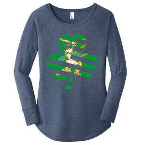 Funny Shamrock Baseball Players Catchers St Patrick's Day Gift Women's Perfect Tri Tunic Long Sleeve Shirt