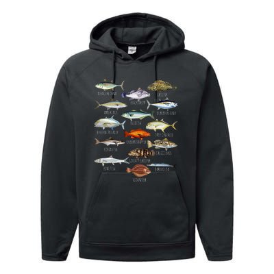 Fish Species Biology Types Of Saltwater Fish Fishing Performance Fleece Hoodie