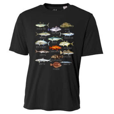 Fish Species Biology Types Of Saltwater Fish Fishing Cooling Performance Crew T-Shirt